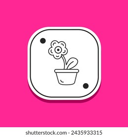 Flower icon line in flat. Stock vector.
