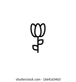 Blumensymbol mit Linienstil - einfache und flache Illustration einzeln auf weißem Hintergrund