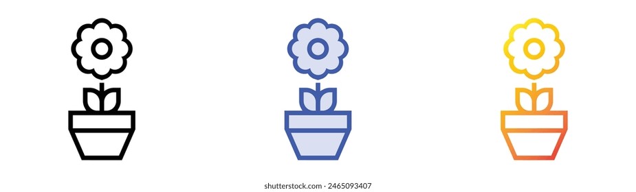 icono de flor. Diseño de estilo de relleno lineal, azul y degradado aislado sobre fondo blanco
