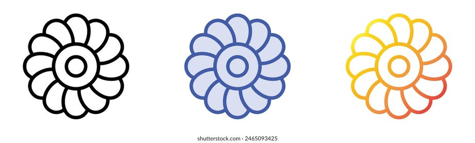 flower icon. Linear, Blue Fill and Gradient Style Design Isolated On White Background