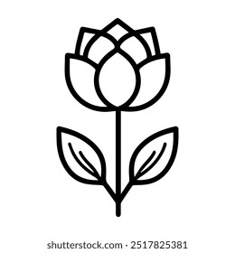 flower icon or modern line symbol. Vector line art and icon design with bold outline. Black and white Pixel Perfect minimalistic symbol isolated white background. Silhouette simple thin sign