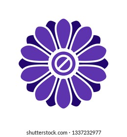 Flower icon with not allowed sign. Flower icon and block, forbidden, prohibit symbol. Vector illustration