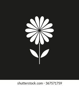 Flower  icon  on black background. Vector illustration.