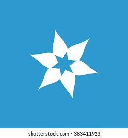flower icon, on blue background