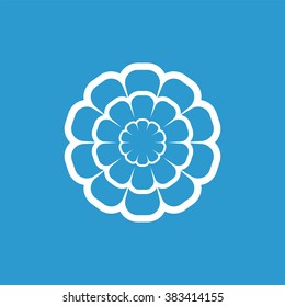 flower icon, on blue background