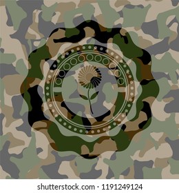 flower icon on camouflaged texture