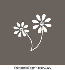 Flower Icon on Dark Gray Color. Eps-10.