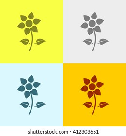 Flower Icon on Four Different Backgrounds. Eps-10.