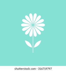 Flower  icon  on green background. Vector illustration.