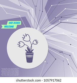 flower icon on purple abstract modern background. The lines in all directions. With room for your advertising. Vector illustration