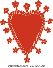 Flower icon on red background. Vector illustration. Flat design.