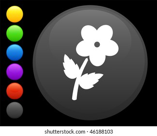 flower icon on round internet button original vector illustration 6 color versions included