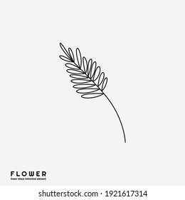 Flower icon on white background, isolated. Collection of floral signs for luxury minimalistic boho design. No fill and thin outlines plant symbols, garden and greenery with stem. Flower vector