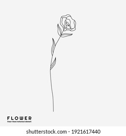 Flower icon on white background, isolated. Collection of floral signs for luxury minimalistic boho design. No fill and thin outlines plant symbols, garden and greenery with stem. Flower vector