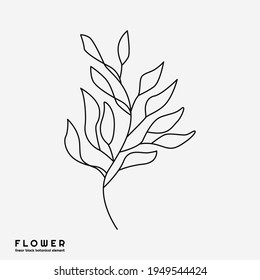 Icono de flor sobre fondo blanco, aislado. Signo floral para diseño de boho minimalista de lujo. Sin contornos de relleno y delgados, símbolo de planta, jardín y vegetación con tallo. Ilustración vectorial del esbozo de flor
