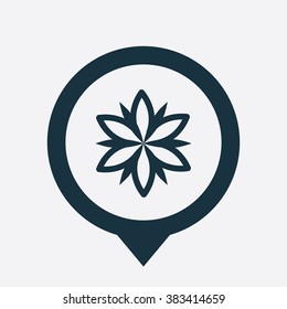 flower icon, on white background map pin