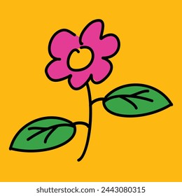Flower icon on yellow background. Vector illustration. Eps 10. Abstract illustration of simple icon in flat style. Graphic design template elements with a natural theme