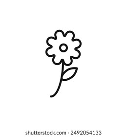 Flower icon outline collection in black and on white background