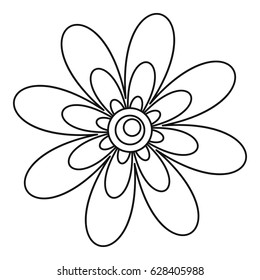 Flower icon in outline style isolated on white background vector illustration