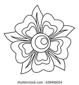 Flower icon in outline style isolated on white background vector illustration