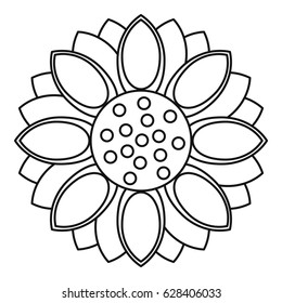 Flower icon in outline style isolated on white background vector illustration