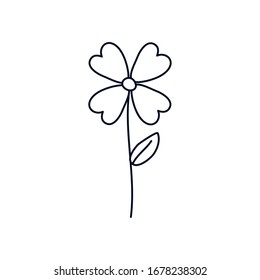 flower icon over white background, minimalist tattoo concept, line style, vector illustration