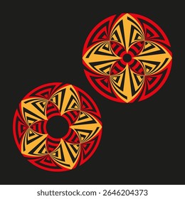 Flower icon pattern. Red petal design. Vibrant bloom illustration. Vector floral symbol.