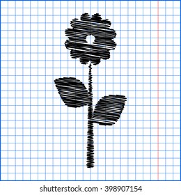 Flower icon with pen effect on paper