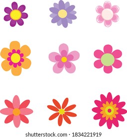 Juego de icono FLOWER rosa lindo