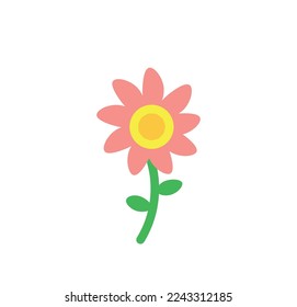 flower icon with pink petals. vector illustration gardening symbol 