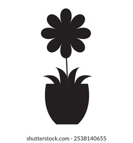 flower icon with pot . vector illustration.