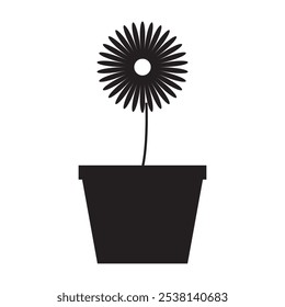 flower icon with pot . vector illustration.