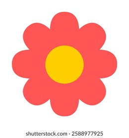 flower icon, red floral simple, emoji flower cute, flora sticker