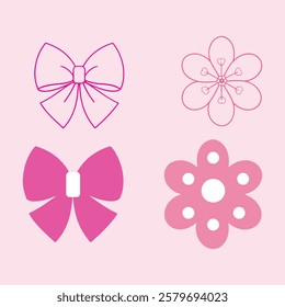 Flower Icon - Representing Beauty, Nature, and Blossoming New Beginnings,set icon bow.