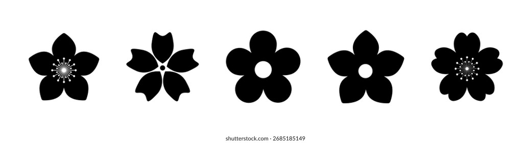 Icono de la flor. Conjunto de iconos de flores de otoño de primavera y verano retro. Conjunto de iconos de manzanilla. Linda colección de Vector de planta de flores redondas aisladas sobre fondo blanco.
