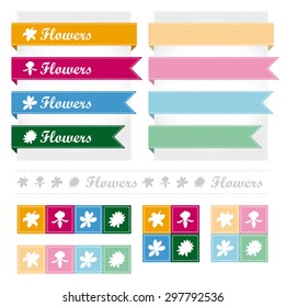 Flower icon ribbon vector design.