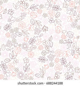 Flower icon seamless pattern. Floral leaves and flowers white texture. Nature background