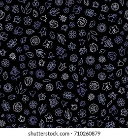 Flower icon seamless pattern. Floral leaves background. Nature ornament