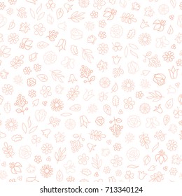 Flower icon seamless pattern. Floral leaves and flowers white texture. Nature background