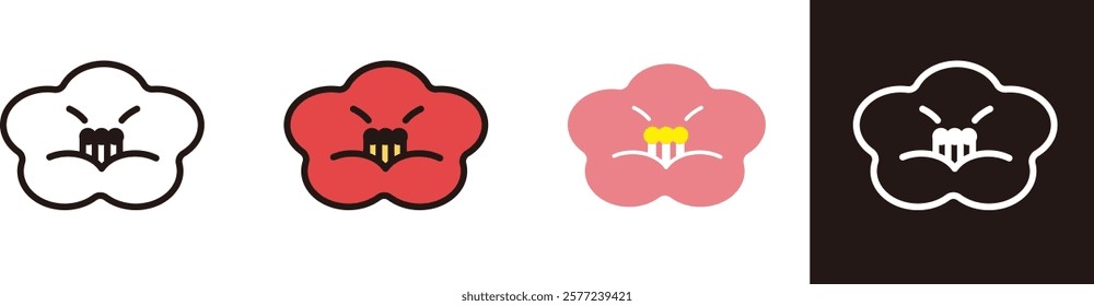 Flower icon. Seasonal flowers such as peonies and peonies. Simple illustration material.