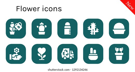  flower icon set. 10 filled flower icons. Simple modern icons about  - Plant, Cactus, Feeder, Flower, Eco