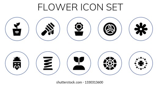 flower icon set. 10 filled flower icons.  Collection Of - Plant, Chinese, Honey, Spring, Sunflower, Growing plant, Kamon, Color wheel, Flower, Saint Patrick
