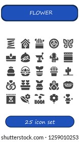  flower icon set. 25 filled flower icons. Simple modern icons about  - Spring, Eco, Cactus, Kamon, Butterfly, Sow, Ecologism, Honey, Easter egg, Plant, Marriage, Plants, Dutch