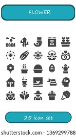 flower icon set. 25 filled flower icons.  Collection Of - Prairie, Cactus, Saint Patrick, Fertilizer, Plants, Seed, Buddhism, Easter egg, Marriage, Flower, Plant, Leaf, Garden