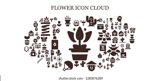  flower icon set. 93 filled flower icons. Simple modern icons about  - Flower, Easter egg, Grass, Bouquet, Cactus, Chinese, Plant, Eco, Honey, Kamon, Spring, Body oil, Flowers