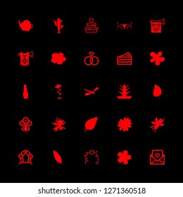 flower icon set about cactus, petal, lipstik and flowers vector set