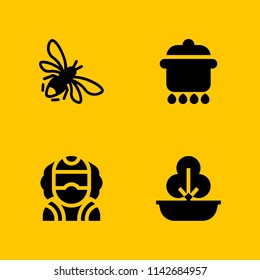 flower icon set. australian, bee and pot vector icon for graphic design and web