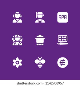 flower icon set. bee, spa and is not an element of vector icon for graphic design and web