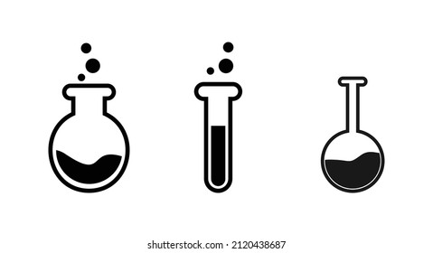 Juego de iconos de flor, flor negra aislada en blanco, ilustración vectorial