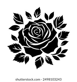 Flower icon set, black Flower isolated on white, vector illustration